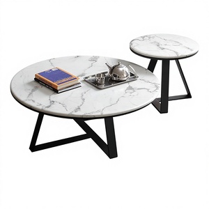Simple Modern Style Living Room <strong>Table</strong> Furniture Marble Top Steel Base Center Coffee <strong>Table</strong> <strong>Side</strong> <strong>Table</strong> <strong>Set</strong> - Product Image 1