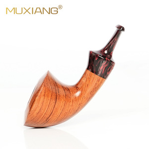 Muxiang Wooden Smoking Pipe Bent Type 3mm Rubber Filter Handmade Solid Wood Tobacco Pipe Personal Gift - Product Image 1