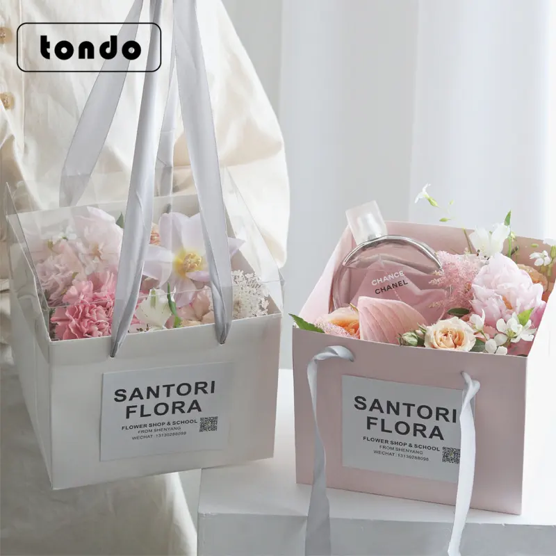 Tony spark — boîte rangement florale transparente, portable avec fenêtre, coffret cadeau pour la saint-valentin