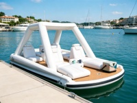 Bateau de fête flottant gonflable d'extérieur avec auvent, ponton aquatique multi-personnes pour la mer et le lac, bateau catamaran