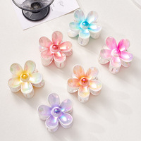 Pinces à cheveux en plastique colorées en forme de fleurs pour filles, barrettes douces antidérapantes, accessoires de coiffure pour queue de cheval, décoration capillaire