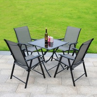 Ensemble de salle à manger d'extérieur peu encombrante OEM table et chaises de jardin en métal pliantes de luxe avec chaise empilable pour café restaurant
