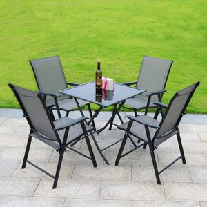 OEM Outdoor salvaspazio Set di lusso pieghevole in metallo tavolo da giardino e sedia con sedia impilabile per bar ristorante - Product Image 3