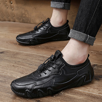 Mocassins en cuir à semelle souple pour hommes, couleur sable noir, pointures 38-46
