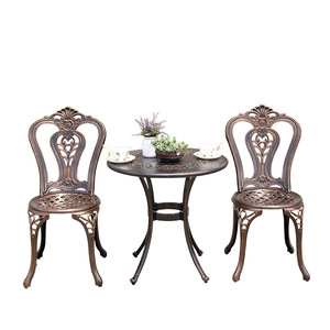 Cast <b>Aluminum</b> Garden Set 2 Seater Outdoor Furniture Traditional Style Weather Resistant Patio <b>Table</b> Chairs - Product Image 1