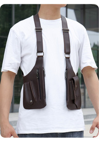 Nuevo europeo EE. UU. Retro PU cuero correa ajustable axila bolso de hombro hombres al aire libre Steampunk bolso de teléfono móvil para bicicleta deportiva - Product Image 5