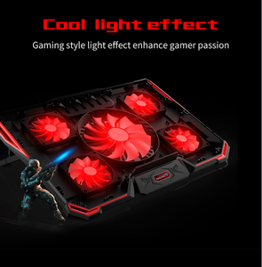 Refroidisseur pour ordinateur portable de jeu <span class=keywords><strong>17</strong></span> <span class=keywords><strong>pouces</strong></span>, 5 ventilateurs LED, tapis de refroidissement pour ordinateur portable - Product Image 2