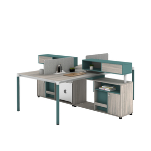 <span class=keywords><strong>Escritorio</strong></span> de 4 plazas con borde de aluminio, mesa de posición múltiple con almacenamiento superior, 2 asientos - Product Image 2