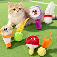 Jouets pour chats en bois et sisal classiques avec logo personnalisé, peluche et plumes, vente en gros