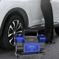 Compresseur d'air métallique double cylindre 12V/24V 300L/min avec manomètre numérique 150 PSI pour gonflage de pneus robuste et portable