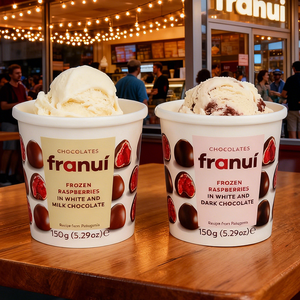 Bol à glace en papier personnalisé de haute qualité OEM/ODM, blanc et marron, en bambou, avec couvercle plat ventilé pour congélateur - Product Image 2