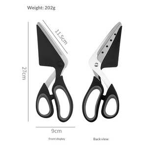 Ciseaux à pizza 2 en 1 avec spatule amovible, outil de cuisson en <span class=keywords><strong>acier</strong></span> inoxydable pour la cuisine à domicile, coupe-pizza créatif, ensemble serveur - Product Image 6