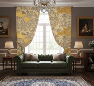 Premium Oriental Floral Window <b>Curtains</b> Dense Floral Panel 70% Light Blocking Printed Fabric Drapes for Living Room Bedroom - Product Image 3