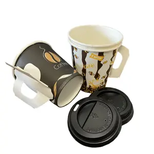 Custom Coffee Shop Supplies Hot Disposable Drink Takeaway Custom Logo Paper Cups Coffee With Handle