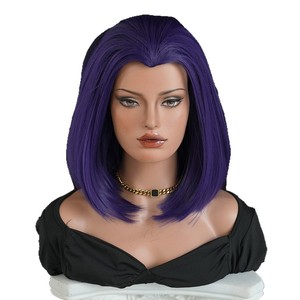 Parrucca Cosplay Titan Raven di Alta Qualità per Donne, Morbida e Soffice, in Fibra Resistente alle Alte Temperature, <span class=keywords><strong>Capelli</strong></span> Corti Lisci <span class=keywords><strong>Viola</strong></span>, Stile Ragazza Magica Scura - Product Image 5