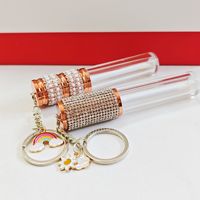 Stock 6ml tête de porte-clés ronde transparente tube de brillant à lèvres rose tube d'huile à lèvres tube de baume à lèvres liquide blush emballage cosmétique