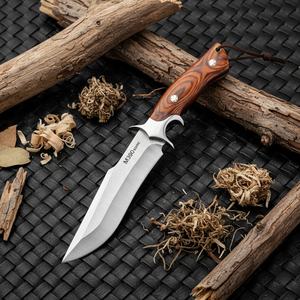 Couteau à lame fixe de haute qualité en acier inoxydable, pointe droite, pour la défense personnelle, le camping en extérieur, avec manche en bois, DIY OEM - Product Image 5
