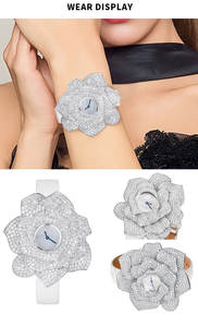 Fancy Fashion White Quartz Mossanite Jewelry Watch Acero inoxidable Back Reloj de cuarzo de cuero genuino Mujeres Proveedores personalizados - Product Image 3