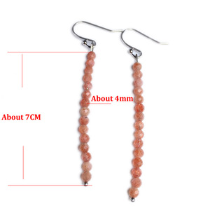 Crystal Zircon Tassel Earrings for Women Cut Corner 4mm Stone Beads, Long Dangle Earring Handmade Accessories Trendy Ear Jewelry - Product Image 3
