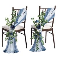 Décorations de chaise de mariage allée Pew église fleur artificielle poussiéreux bleu marine toile de fond floral Rose Arrangements fête en plein air