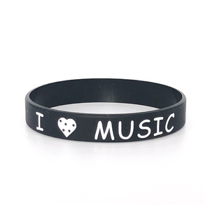 Classic Trendy Fashion style Eu amo MÚSICA Punk <span class=keywords><strong>Rock</strong></span> <span class=keywords><strong>Band</strong></span> Silicone Wrap Pulseira para Unisex Presente De Casamento Festas Feriados - Product Image 1