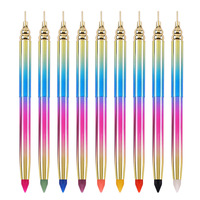 Logo personnalisé Double tête poignée en métal stylo de Gel pour ongles, crayons de pointage Nail Art Picker Pen outil de manucure