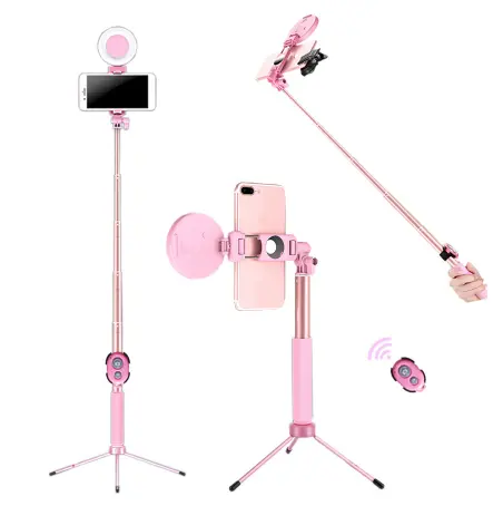 4 in 1 Selfie ring light 1.7m Extendable ring light with tripod stand With Monopod Phone Mount for Smartphones