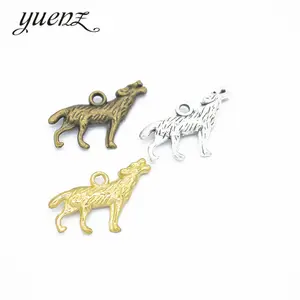 YuenZ – pendentifs de loup en alliage plaqué argent Antique de 3 couleurs pour la fabrication de bijoux, bricolage artisanal 28x16mm D9136