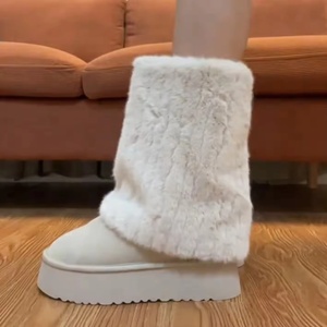 Bottes d'hiver tendance pour femme, imperméables et thermiques, avec fourrure, style classique, plateforme, décontractées, personnalisables avec logo, vente en gros - Product Image 2