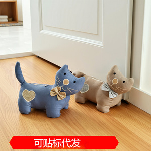 Butée de porte en tissu motif chaton bleu, décorative, durable, pour la maison - Product Image 5