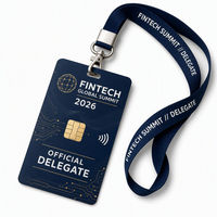 Sampel Gratis Kartu Akses VIP PVC Cetak Kustom 13.56MHz RFID Smart Event Badges Exhibition Passes dengan Tali Lanyard