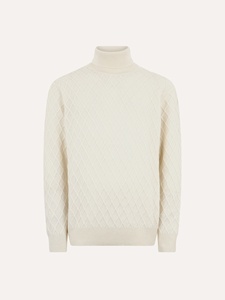 <span class=keywords><strong>Jersey</strong></span> de <span class=keywords><strong>Cuello</strong></span> Alto con Textura de Diamante de Lujo para <span class=keywords><strong>Hombre</strong></span>, Diseño Geométrico de Rejilla, <span class=keywords><strong>Jersey</strong></span> de <span class=keywords><strong>Cuello</strong></span> Alto en Mezcla de Lana y Cachemira - Product Image 5