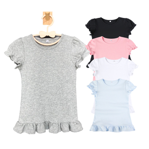 T-shirts pour filles 100% coton, manches courtes, manches bouffantes, blanc rose, t-shirt pour bébé fille, été, t-shirts pour filles - Product Image 6