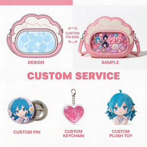 Bolso Ita Personalizado para Mujer, Diseño de Lazo en Cuero PU Rosa, con Ventana Transparente para Exhibir Pins, Estilo Japonés, para Todas las Temporadas - Product Image 2