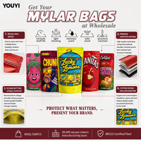 Pochette Mylar transparente personnalisée avec fermeture éclair refermable et fenêtre pour emballage alimentaire de plantes séchées de qualité alimentaire