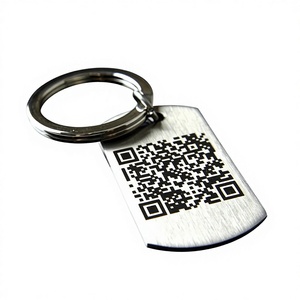 Custom Metal Brushed Blank Printing QR Code <strong>Dog</strong> Tag <strong>Keyring</strong> - Product Image 1