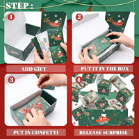 Nouvelle Boîte Cadeau Surprise de Noël Personnalisée, Enveloppe Pliante Rouge du Père Noël, Carton Rectangulaire Fait Main, Effet Éclatant DIY