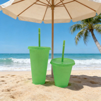 Gobelets isothermes en gros de 401-500 ml – Bouteilles d'eau en plastique minces réutilisables avec couvercle et paille
