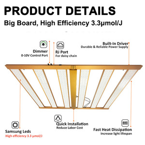 ไฟปลูกพืชแบบแท่งกว้าง PPE 3.3 Umol 1300W ระบบไฟ LED สเปกตรัมเต็มแบบสองช่องทาง Samsung Lm281b Lm301h 1300W - Product Image 3