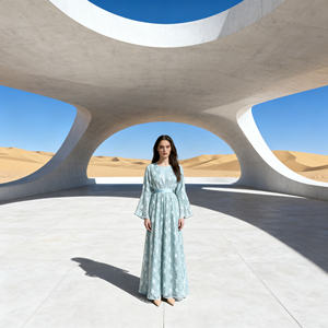 Vestido Abaya Elegante de Encaje de Poliéster Personalizado para Fiestas y Eventos para Mujeres Musulmanas, Proveedor Mayorista OEM - Product Image 1