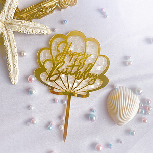 Décoration de gâteau en acrylique en forme de coquillage, thème océan, pour un joyeux anniversaire, avec inscription « Honey And Sweetness » - Product Image 3