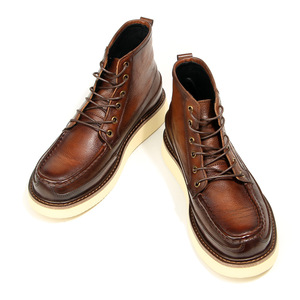 Bottes de travail montantes G16-8 style britannique en cuir pour homme, décontractées, rétro, avec semelle épaisse et amortie - Product Image 3