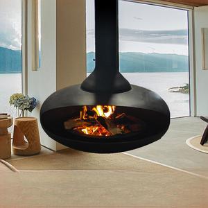 Чёрный настенный круглый декоративный электрический камин с металлическим каркасом для дома и отелей, с английским дисплеем - Product Image 1