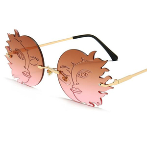 Chic sin montura gafas de sol 2020 de moda de señora poligonal sol <span class=keywords><strong>cara</strong></span> de <span class=keywords><strong>luna</strong></span> gafas de sol novedad partido divertido gafas - Product Image 6