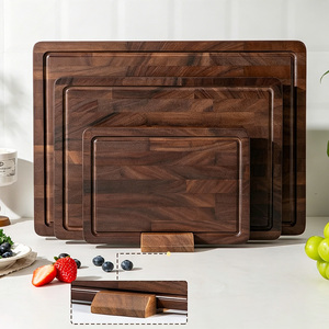 Ensemble de planches à <span class=keywords><strong>d</strong></span>écouper en bois de noyer noir, planche à <span class=keywords><strong>d</strong></span>écouper à grain transversal pour cuisine, non toxique, double face, bloc de <span class=keywords><strong>boucher</strong></span> pour charcuterie - Product Image 1