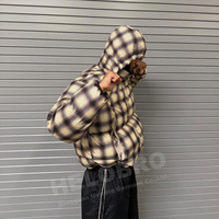 Vêtements d'hiver, vestes chaudes à carreaux, manteau épais surdimensionné, fermeture éclair extérieure, vestes matelassées à bulles, vestes matelassées personnalisées imprimées pour hommes
