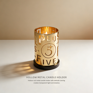 เชิงเทียนโลหะกลวง - เชิงเทียนตัวเลข 5 และตัวอักษรฉลุลายสีทองสำหรับตกแต่งบ้าน - Product Image 2