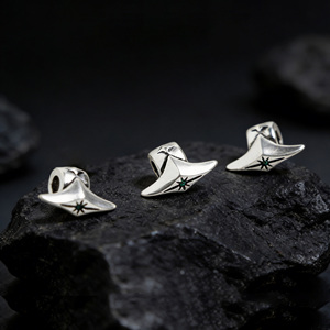 Perle d'espacement grue en papier rétro en argent faite à la main, <span class=keywords><strong>breloque</strong></span> porte-bonheur <span class=keywords><strong>origami</strong></span> avec CZ vert, composants de bijoux DIY - Product Image 2