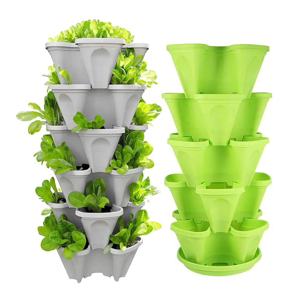 Home Gardening Supplies Plastic Vertical Stacking Pots Vegetable Flower Planting Pot