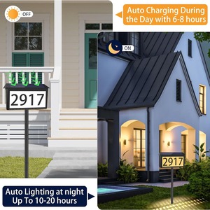 Plaque de porte lumineuse à LED tricolore alimentée par énergie solaire, pour numéro de maison, montage mural ou au sol, extérieur - Product Image 3
